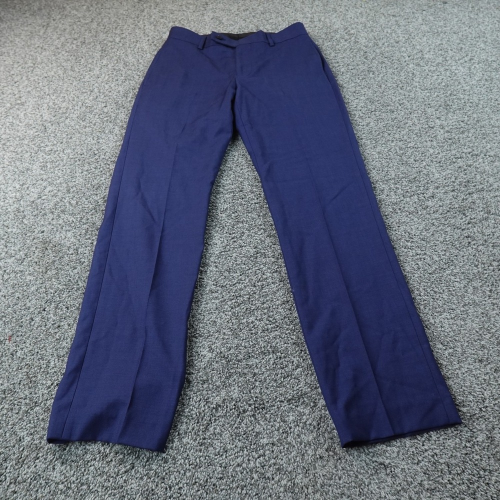 Calvin Klein‎ Pants Mens 28X29 Blue Wool Chino Dress Trouser Flat Front Slim Fit